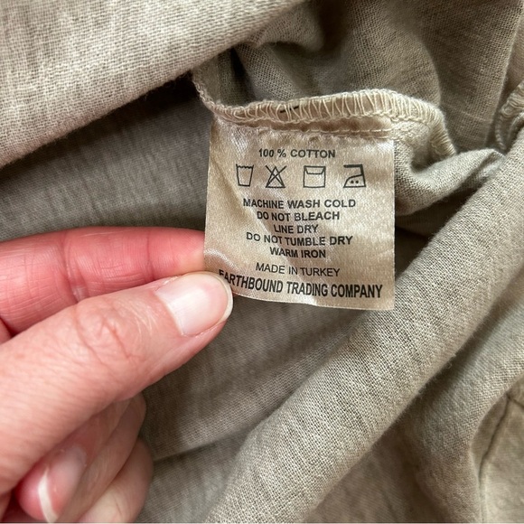 Earthbound Trading Co Stonewash Taupe Tunic Top 100% Cotton Gorpcore Unisex Fall - Picture 4 of 9
